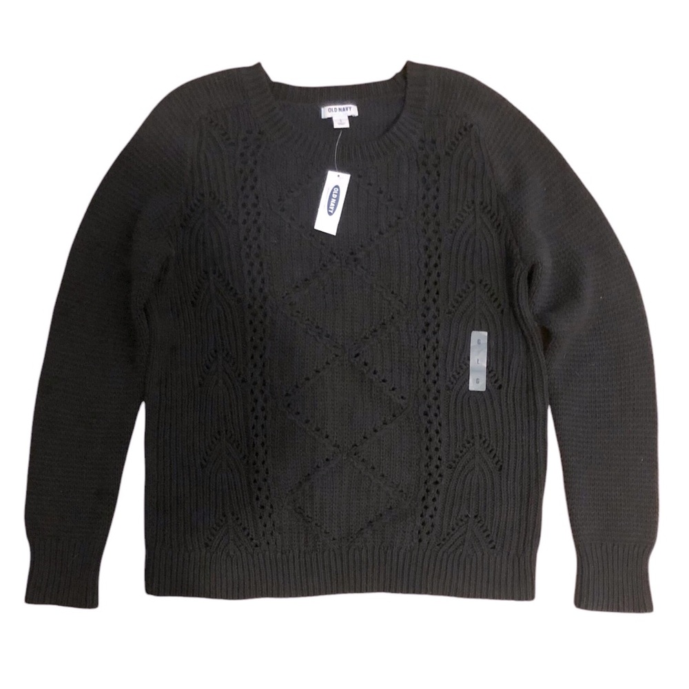 NWT Old Navy Black Cable Knit Sweater L